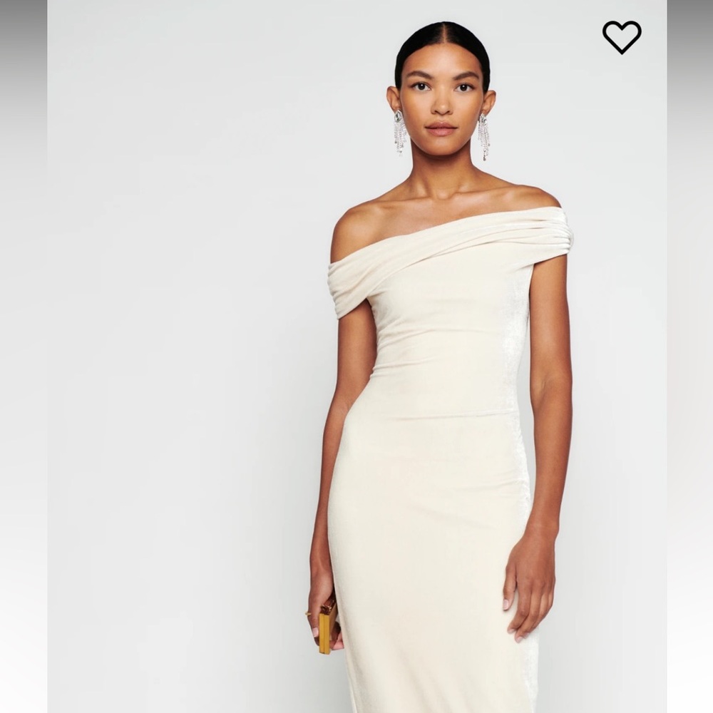 Reformation Jamen Knit Dress in Ivory Velvet